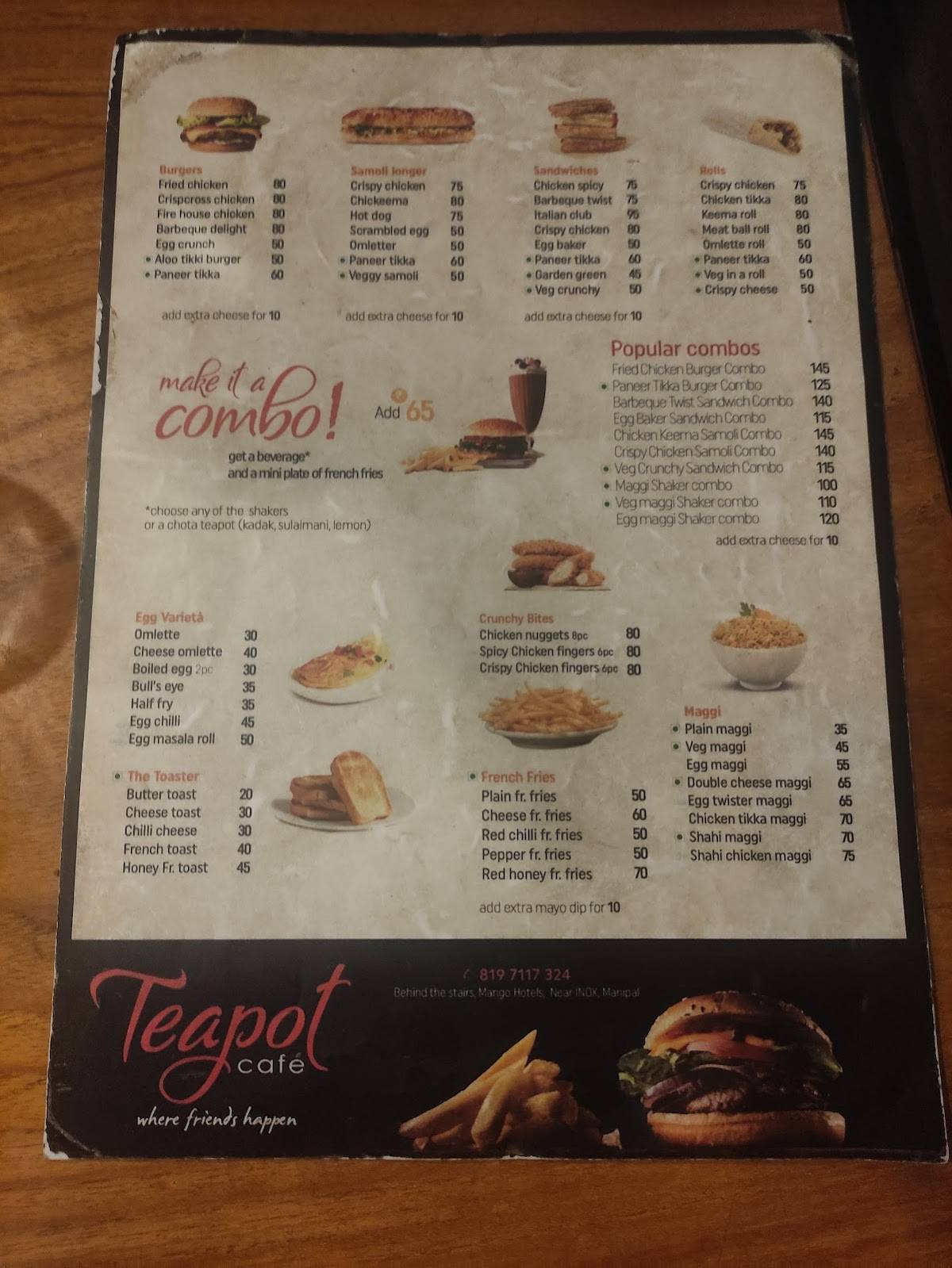 Teapot Café menu