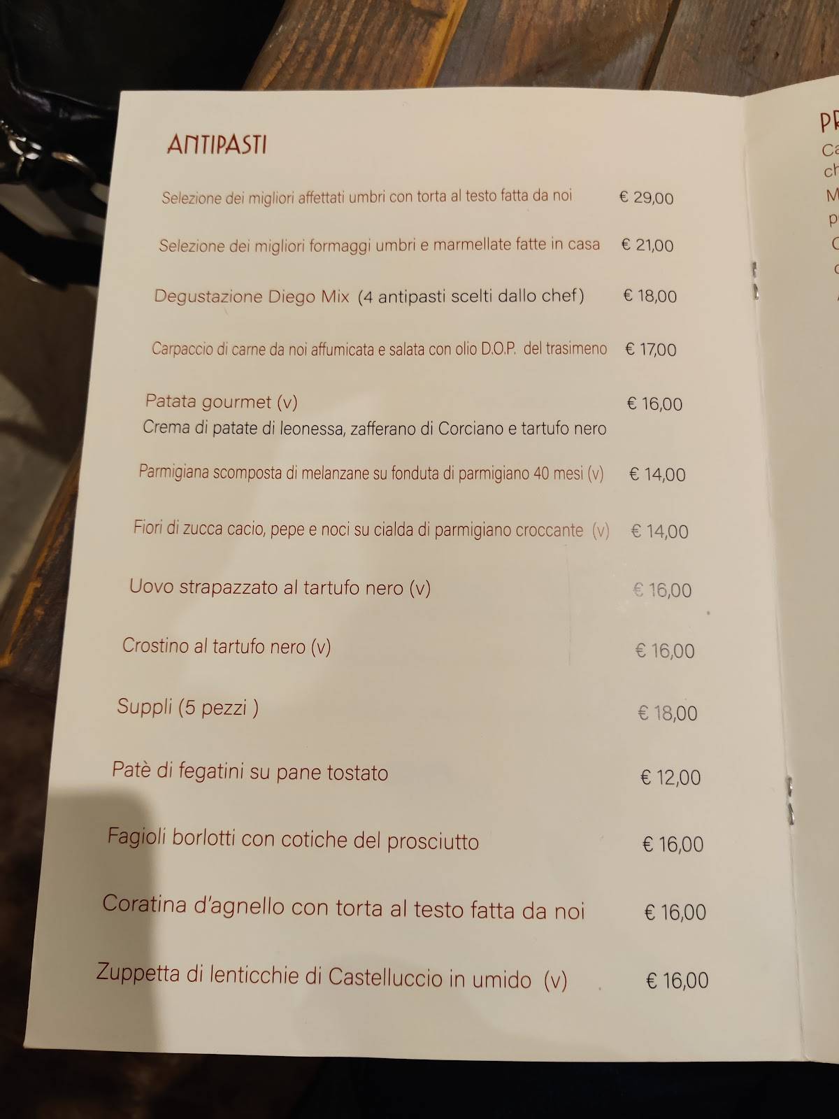 Menu di Umbria D.O.C. Ristorante 