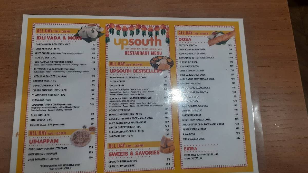 Upsouth Aundh menu