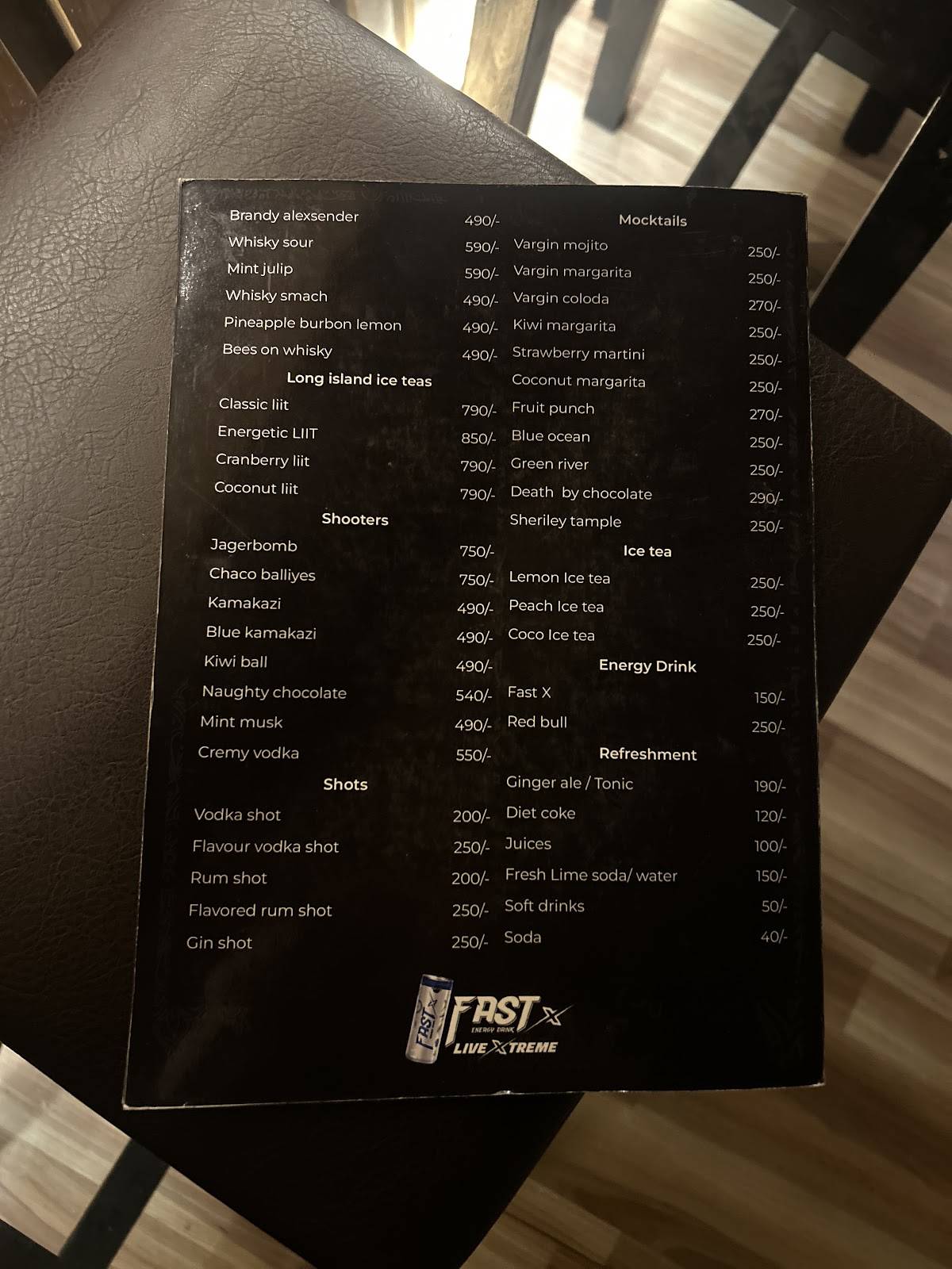 Urban Mantra six mile menu