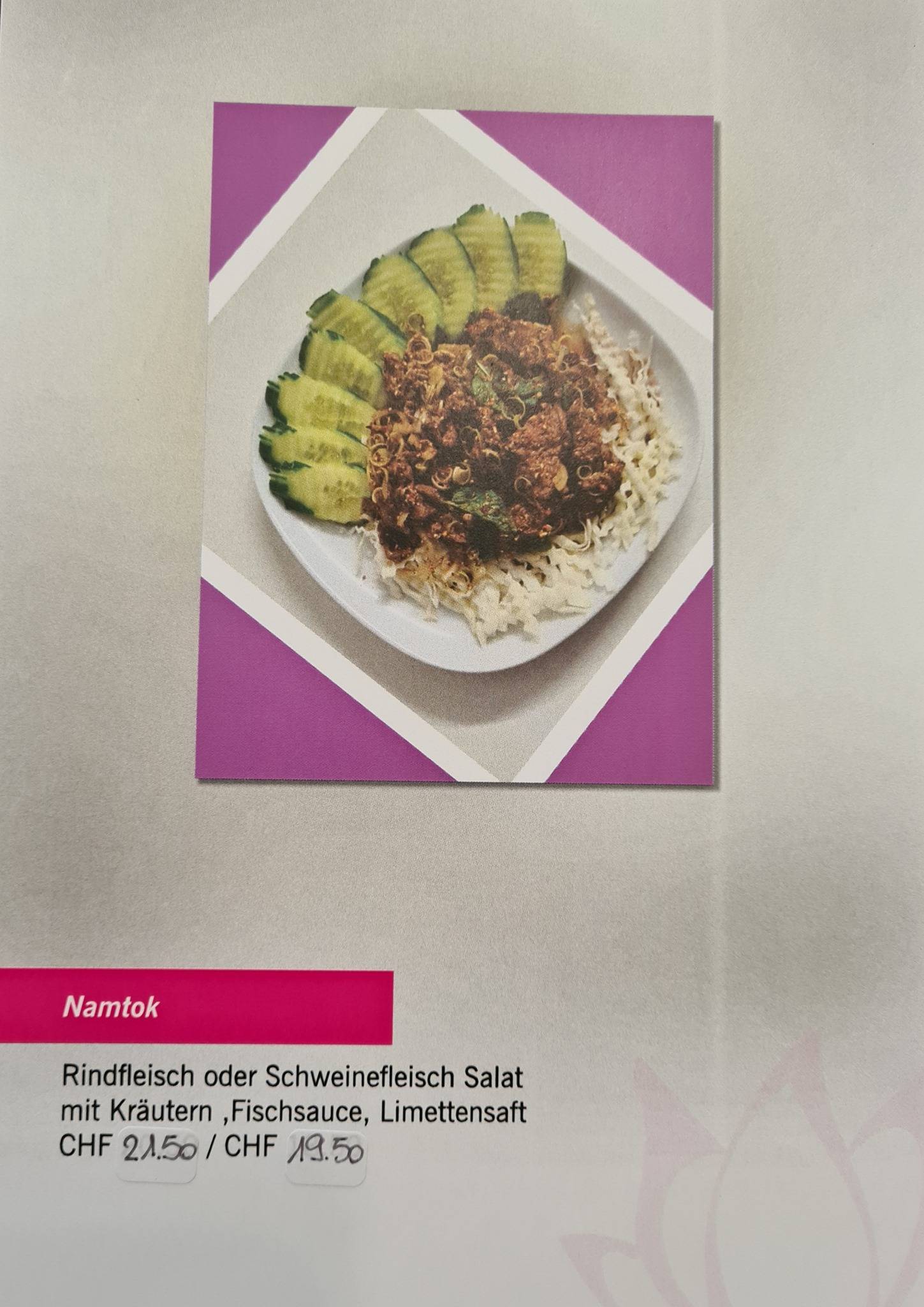 Menu di Lee's Thai Im Tempel Buchenstrasse 13 in Herisau Appenzell 