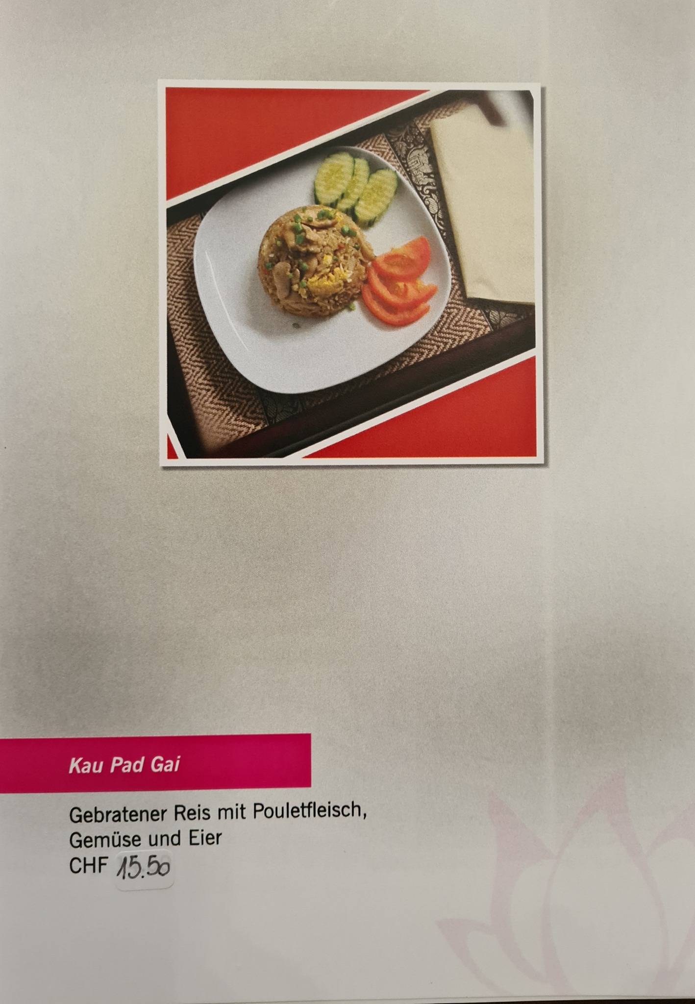 Menu di Lee's Thai Im Tempel Buchenstrasse 13 in Herisau Appenzell 