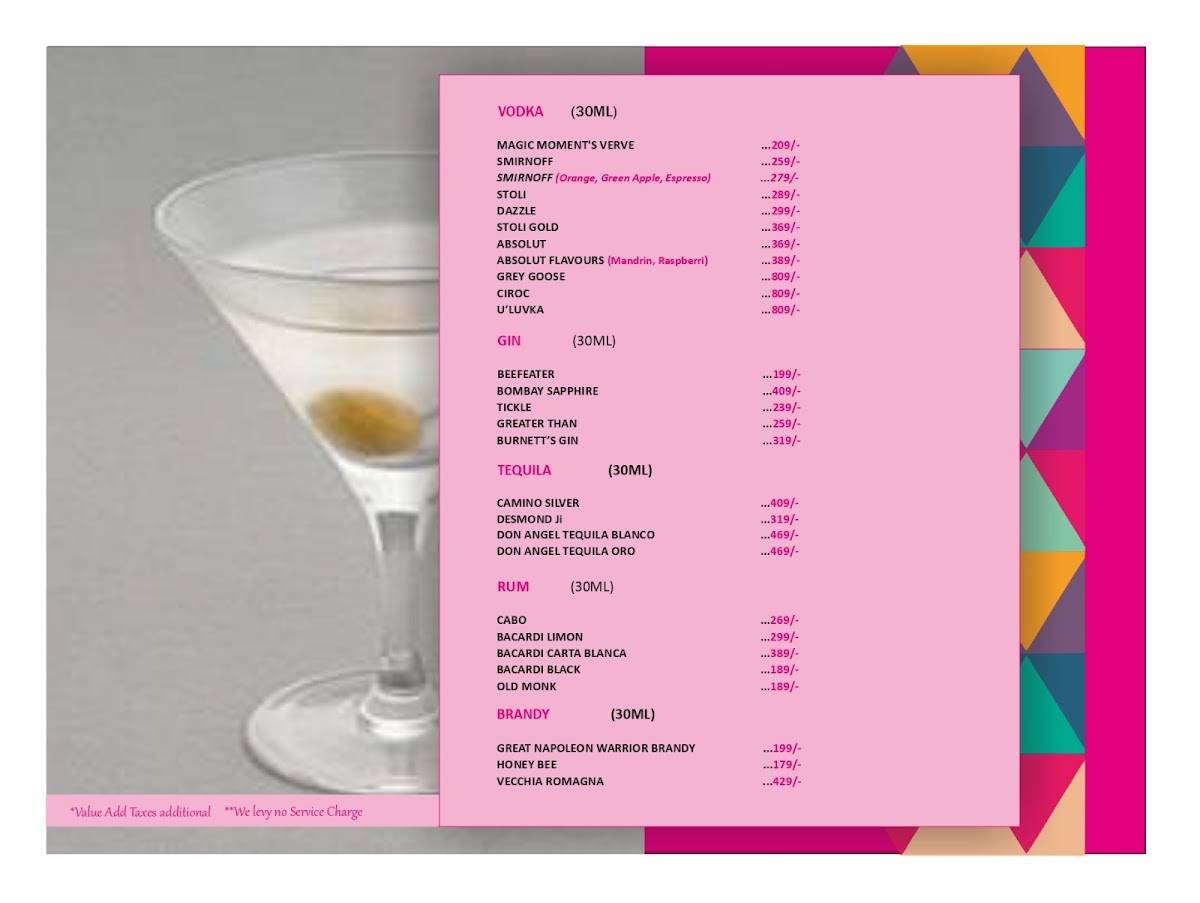 V Lounge & Deck by Touch of Class menu