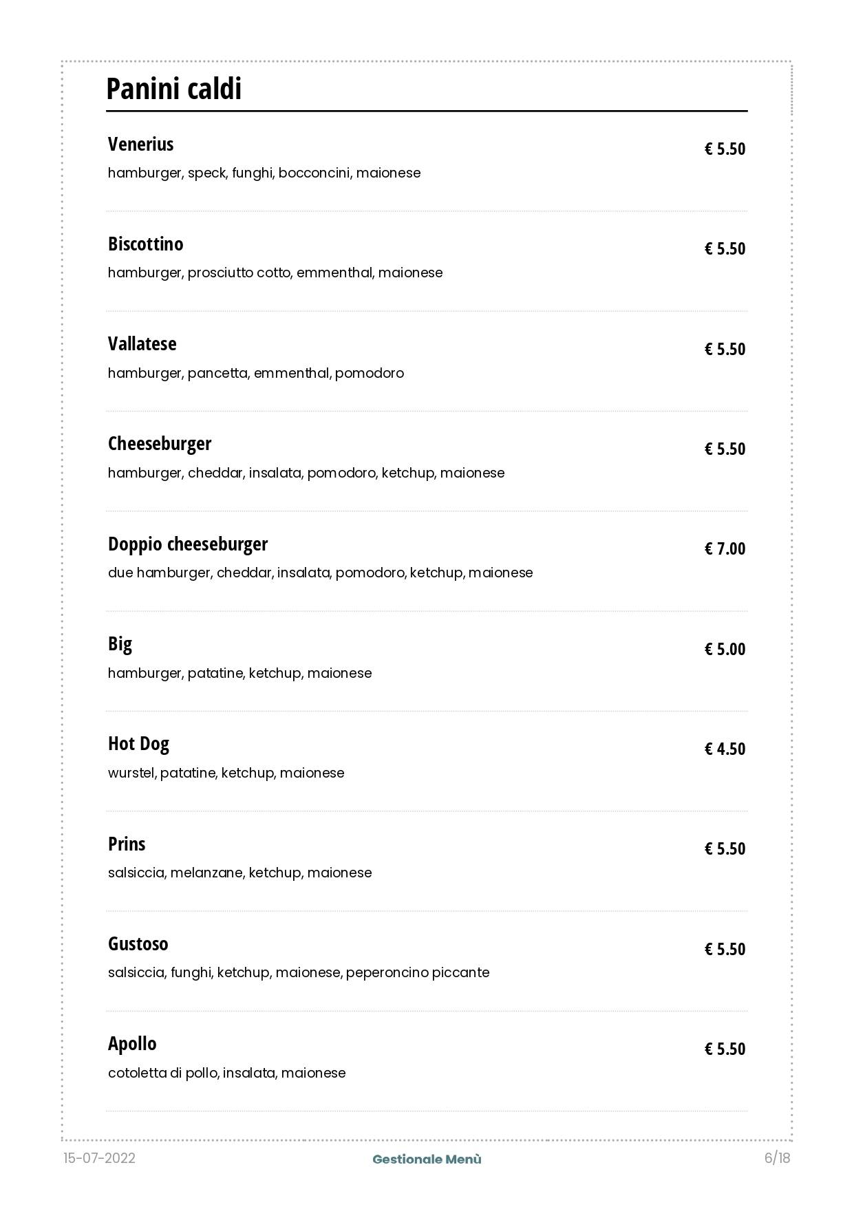 Menu di Venerius Pub 