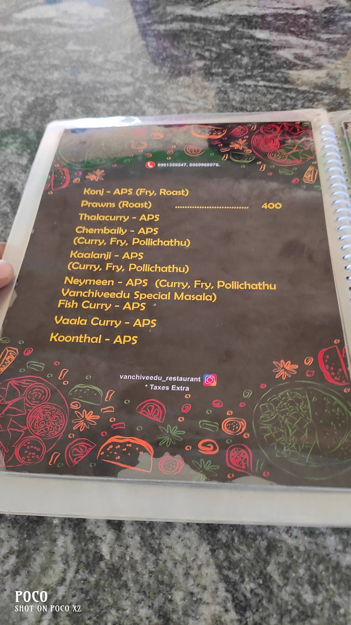 Vanchiveedu Restaurant menu
