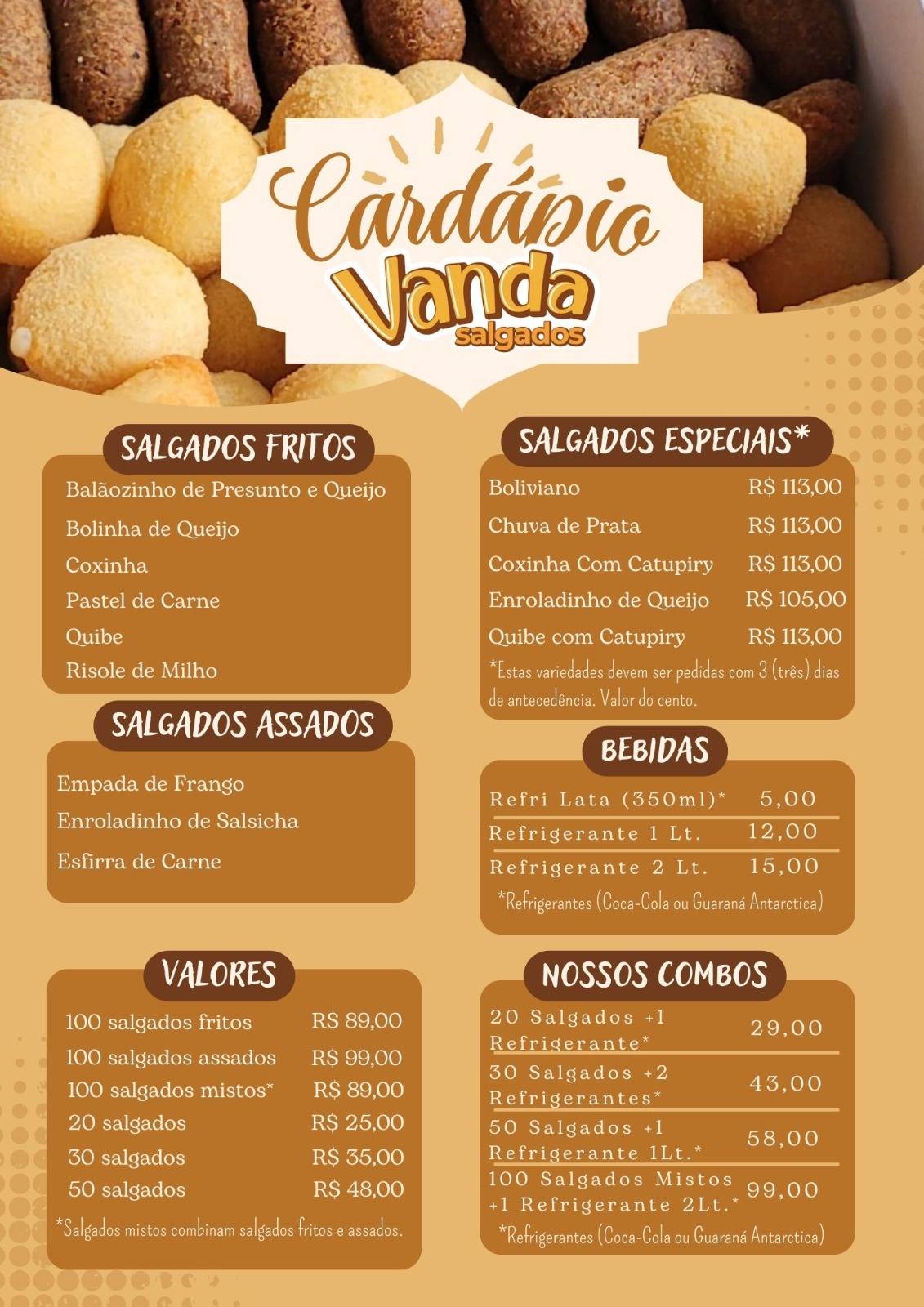 Vanda Salgados Trindade cardápio