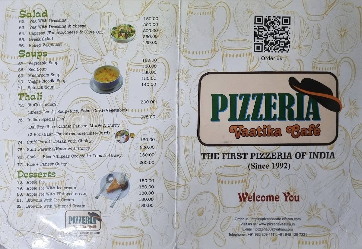 Pizzeria Vaatika Cafe menu