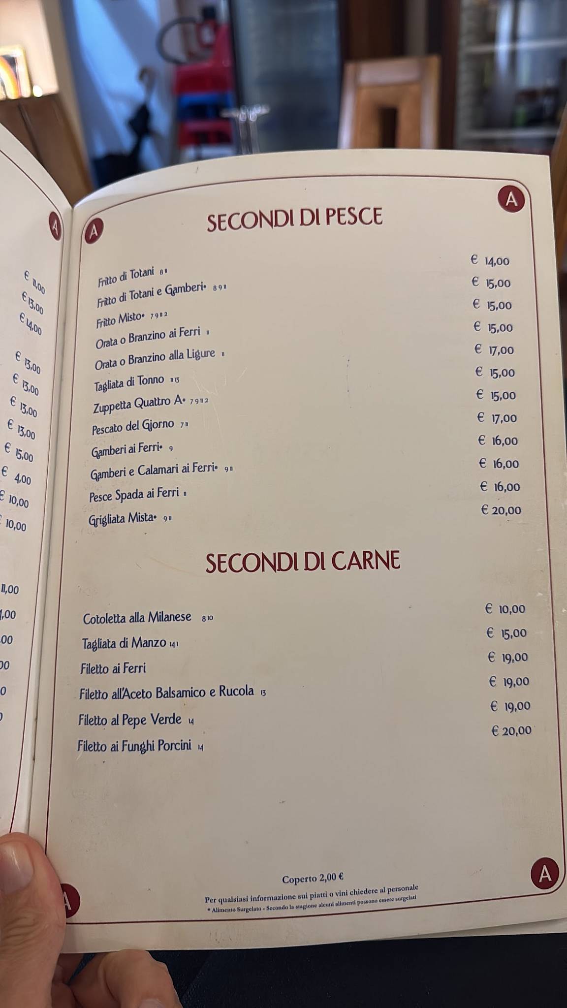 Menu di Quattro A 