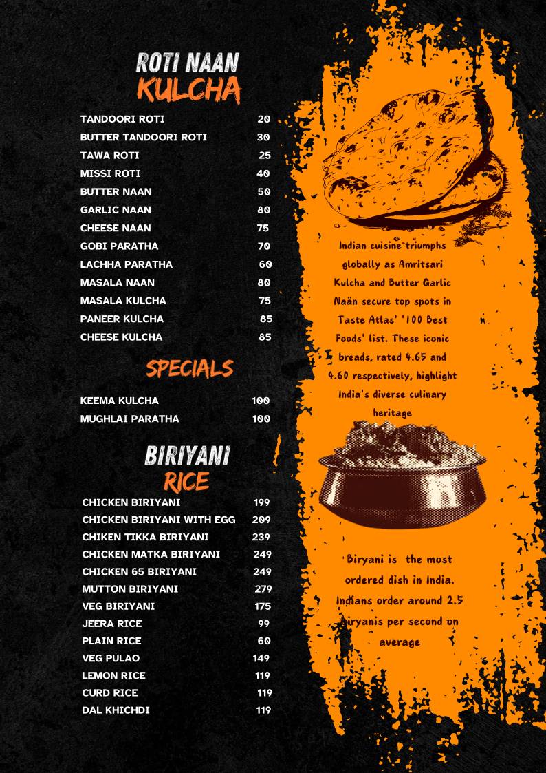 Vatika Garden Restaurant menu