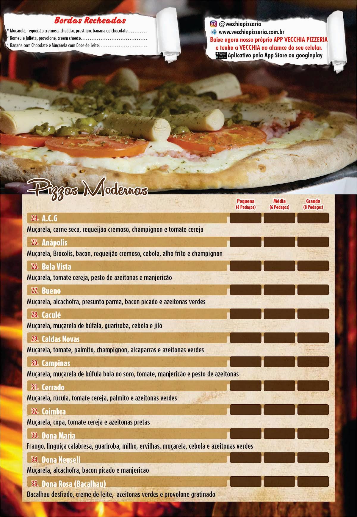 Pizzas Artesanais Delivery - Vecchia Pizzaria cardápio