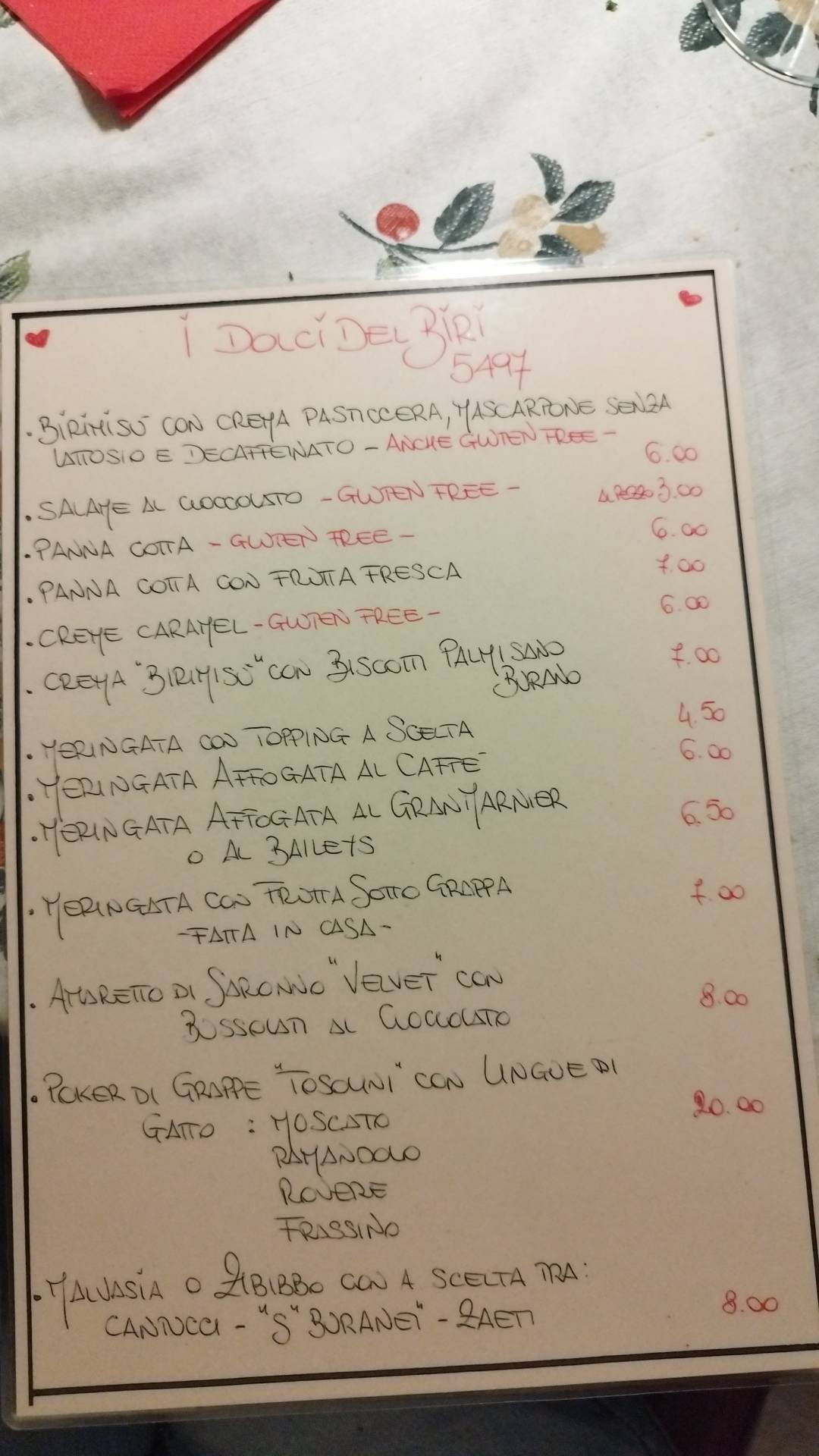 Menu di Ristorante BIRI 5497 