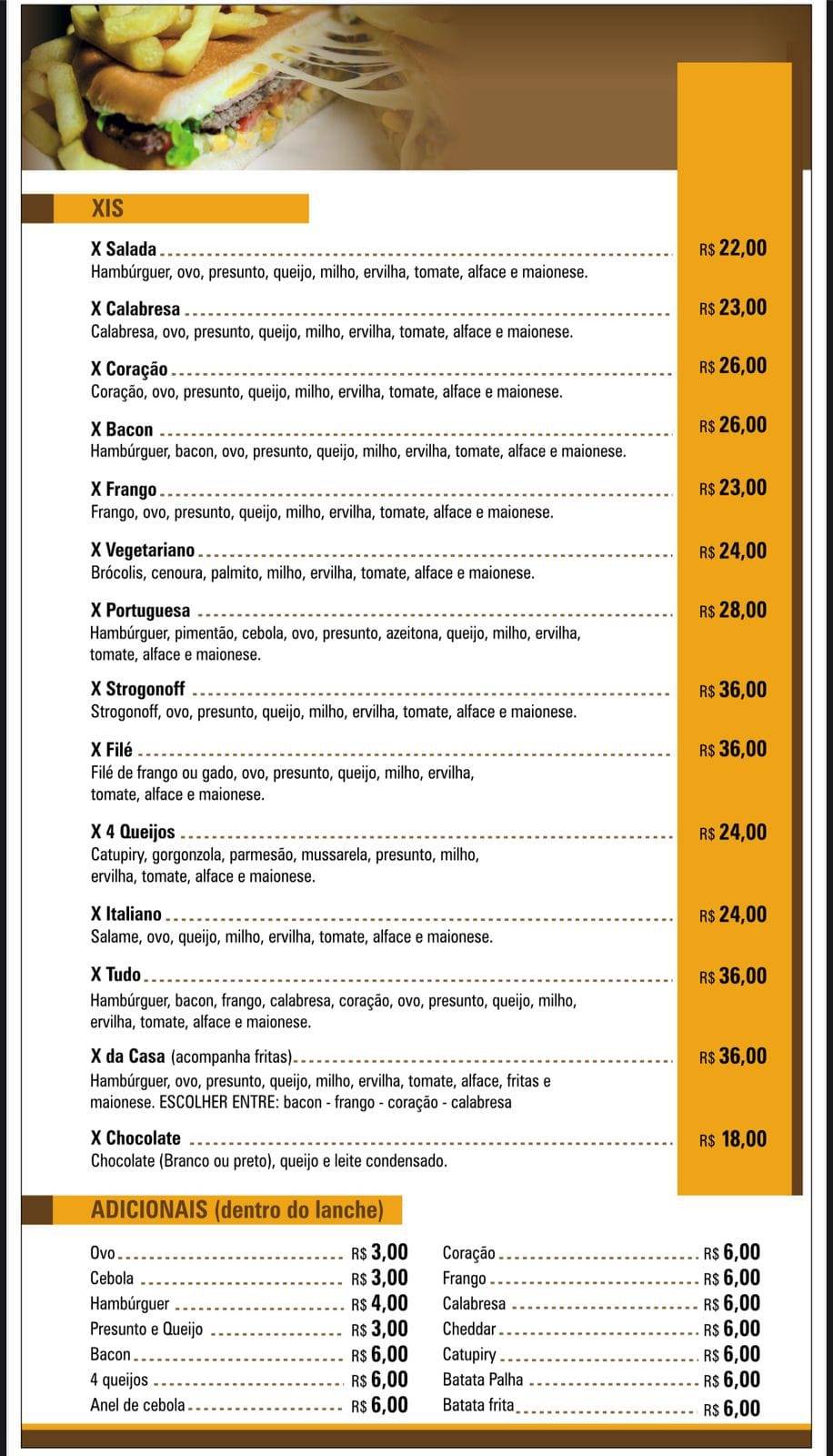 RGC Lancheria e Restaurante cardápio