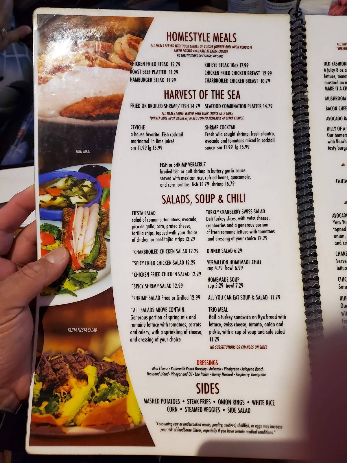 Menu at Vermillion Restaurant and Watering Hole, Brownsville
