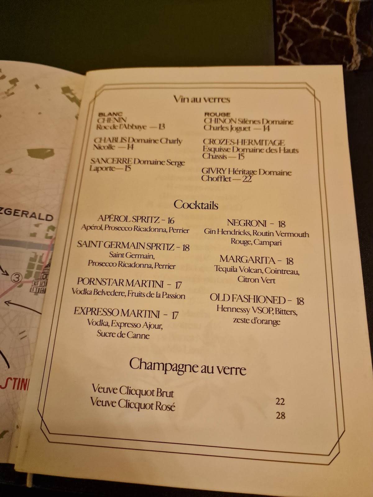 Menu de Vesper