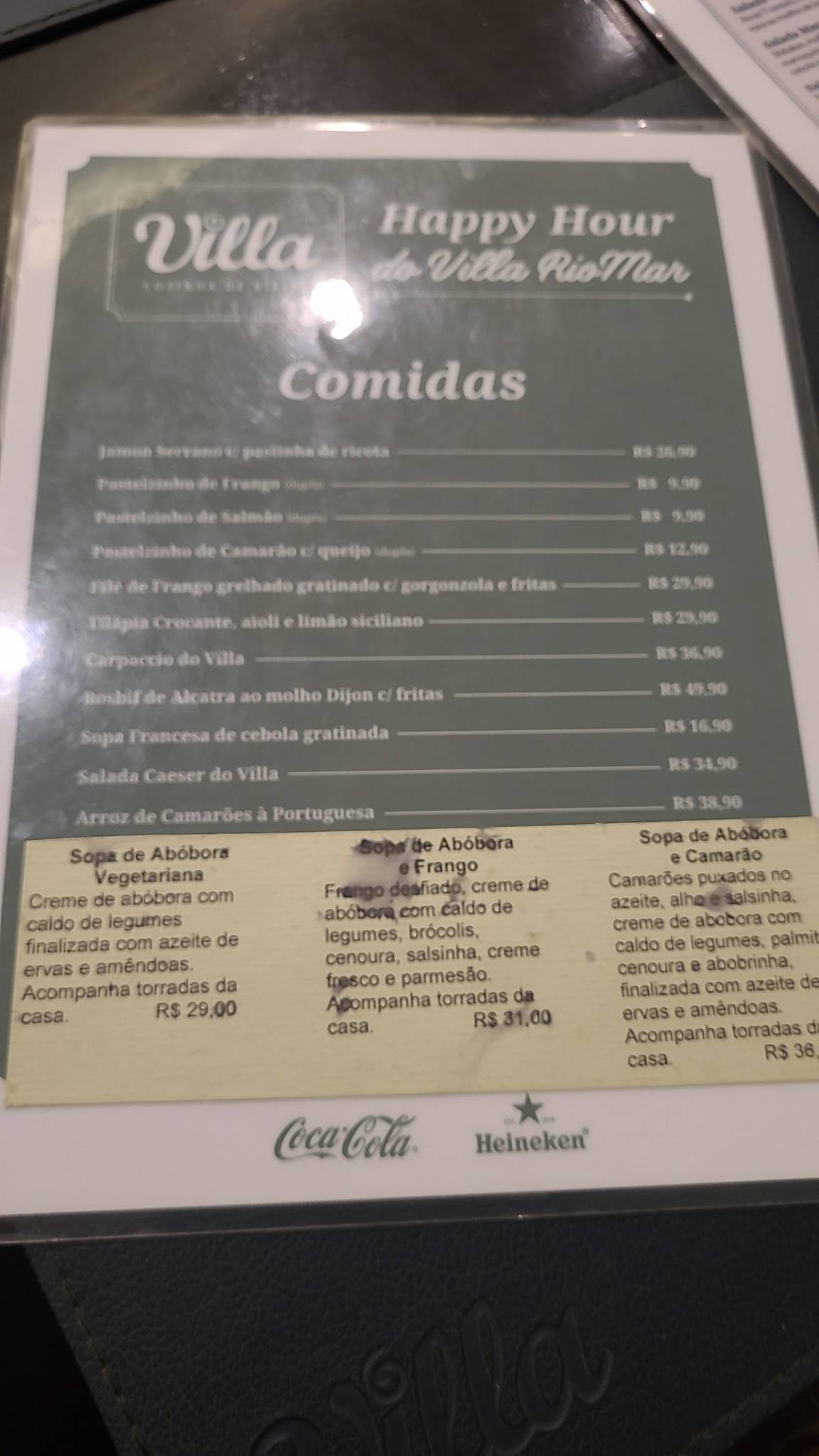 Villa Bistrô - Riomar cardápio