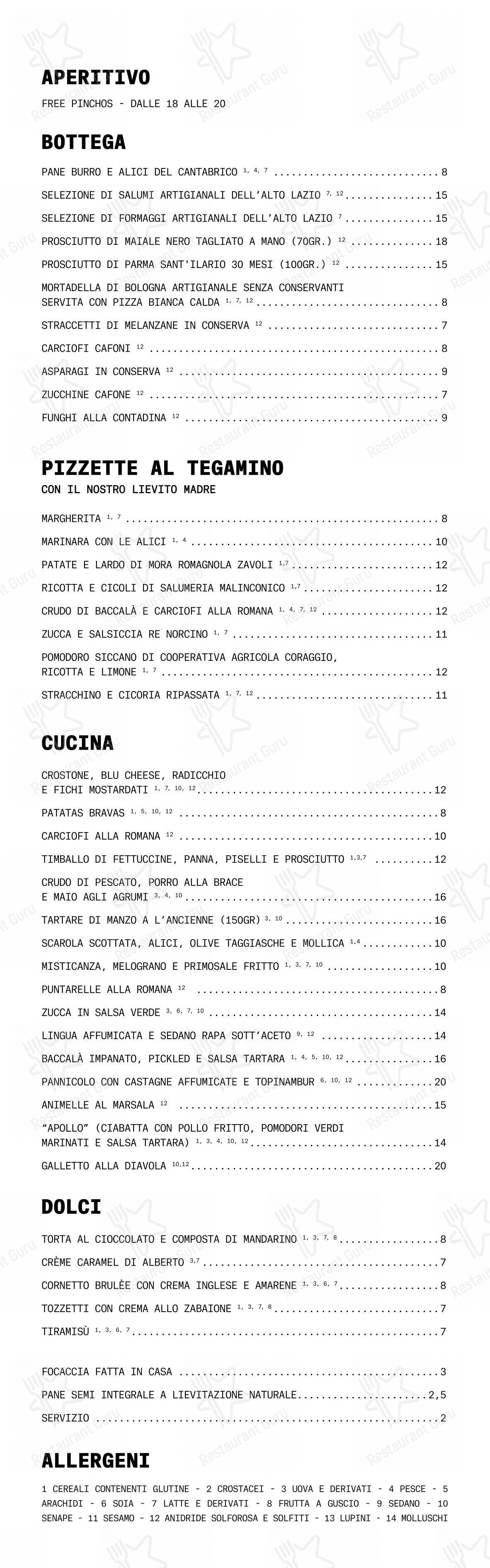 Menu di Vinificio - Menu