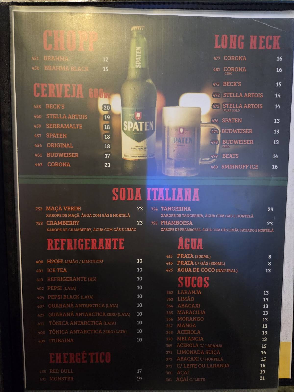 Violeta Bar e Restaurante cardápio
