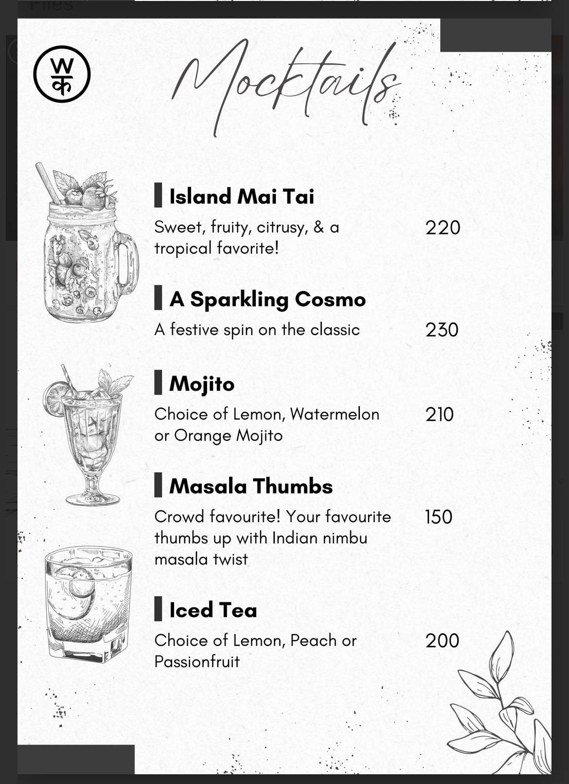 Waltair Kitchen - Restaurant menu