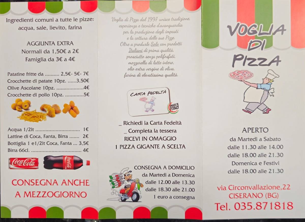 Menu di Voglia Di Pizza Ciserano 