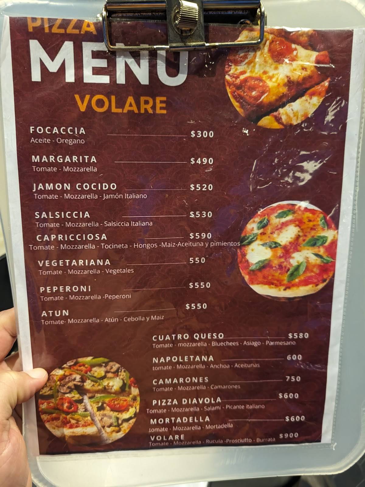 Menu at Volare Trattoria restaurant, Punta Cana