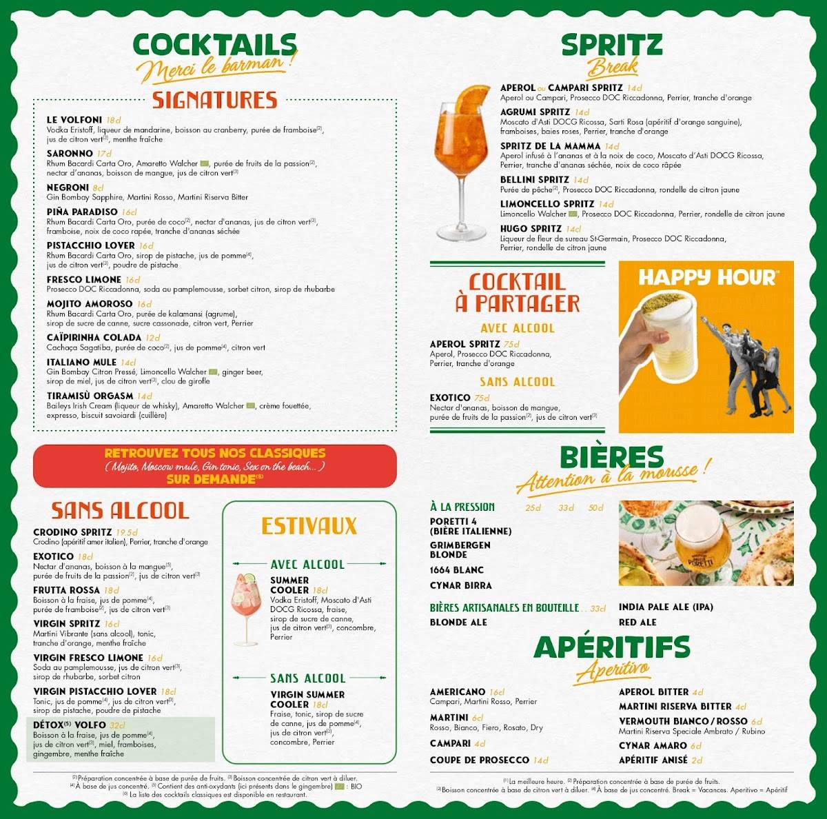 Menu de Volfoni Servon