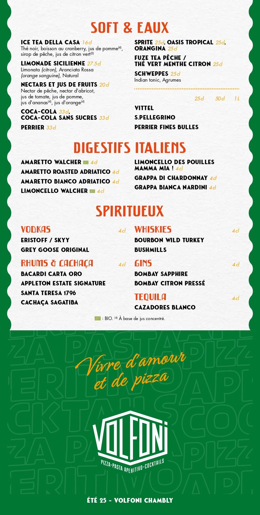 Menu de Volfoni Servon