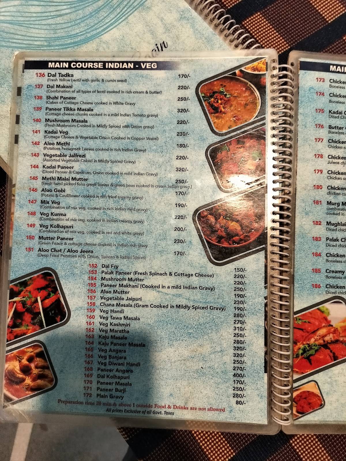 Vrundavan Bar & Restaurant menu