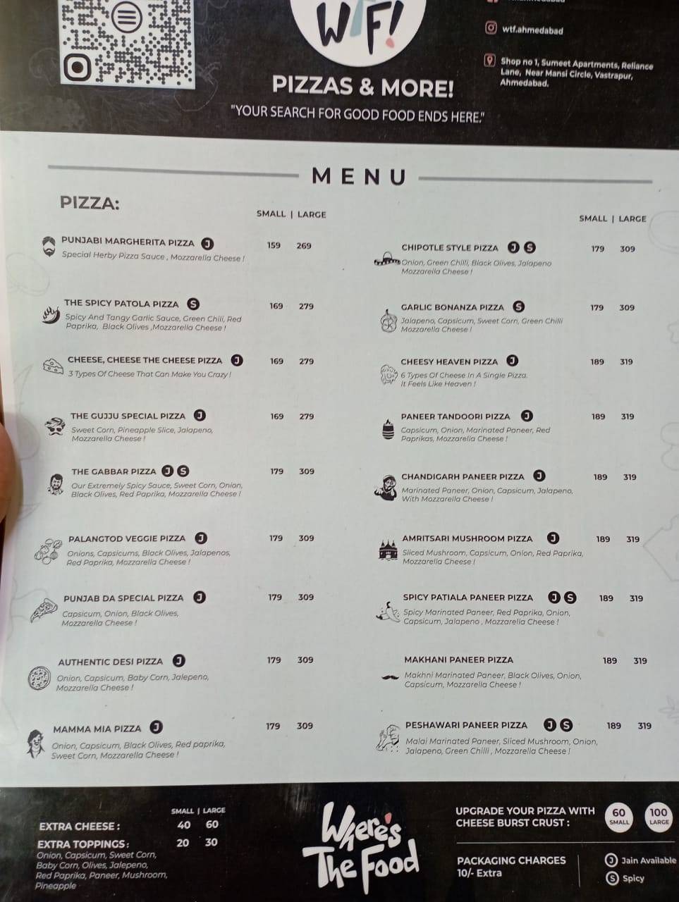 WTF! Where's The Food ! menu
