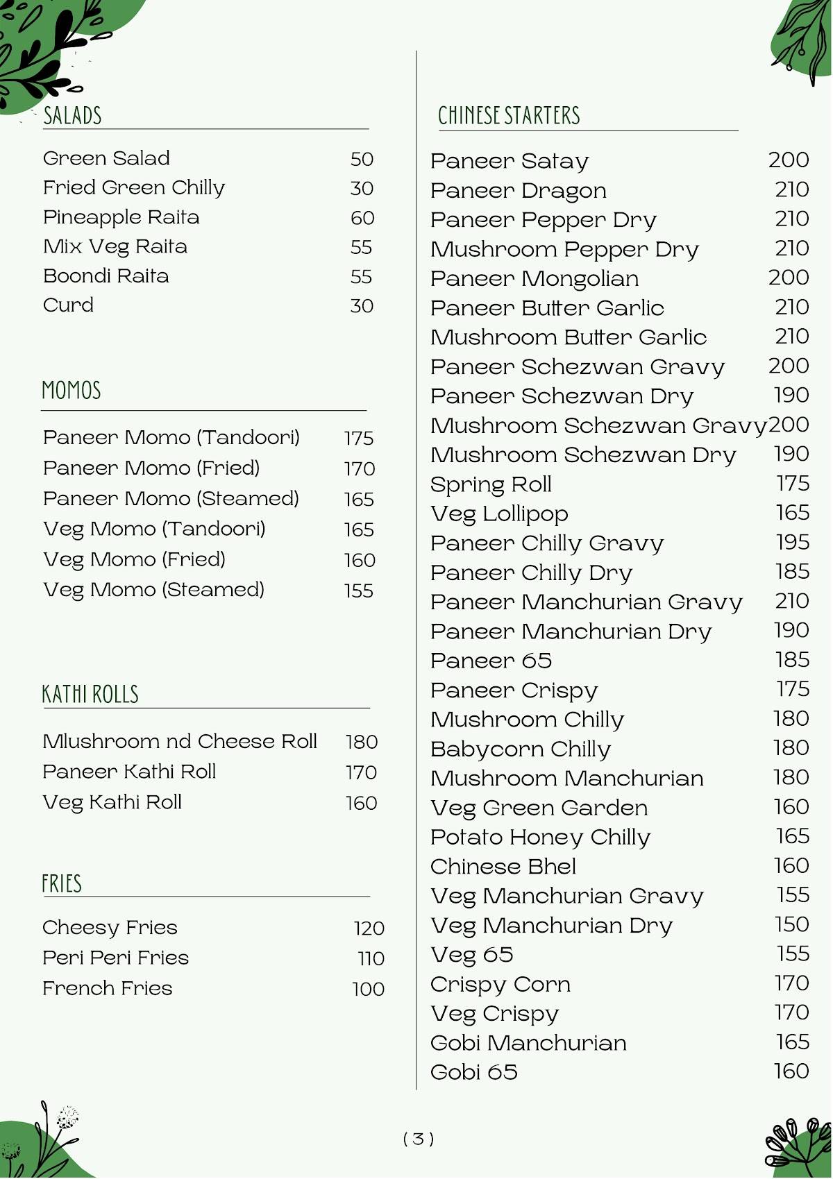 The Table Restaurant - Family Garden & Kitchen menu