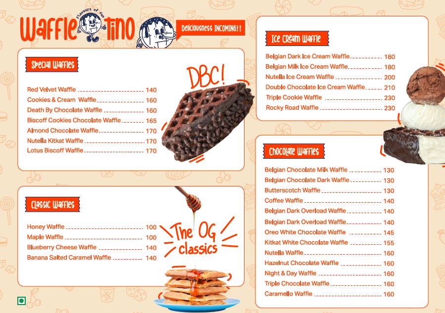 Waffletino belgian waffle menu