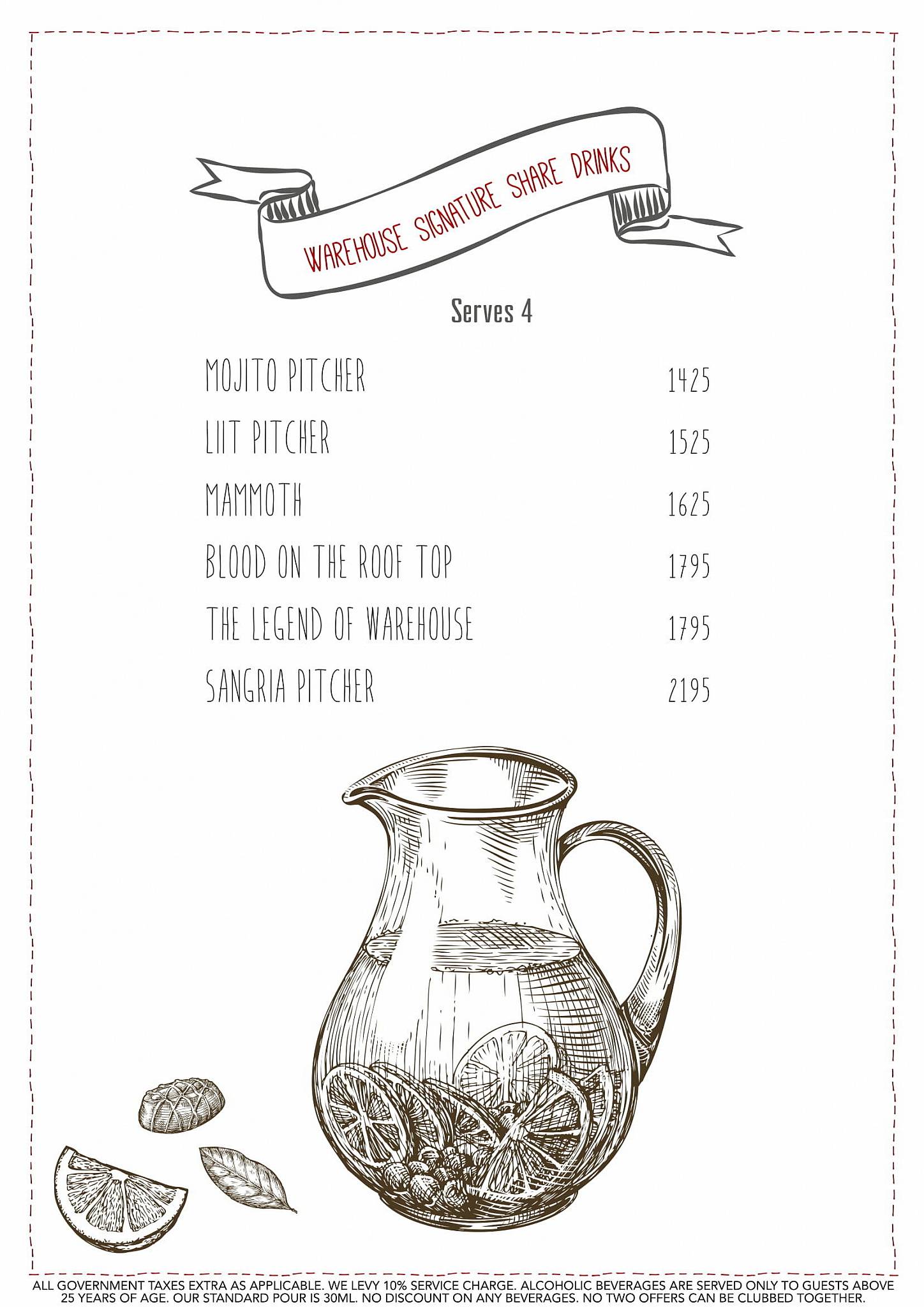 Warehouse Cafe menu