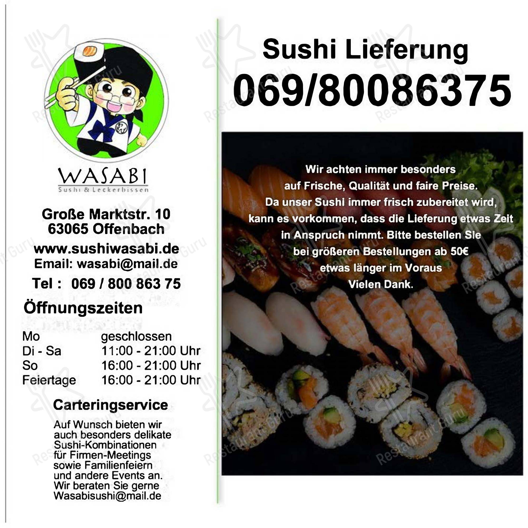 Menu pour Wasabi dans Offenbach-sur-le-Main