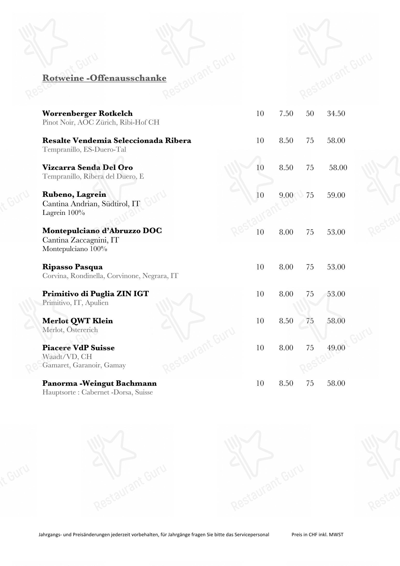 Menu di Weinschenke - 菜单