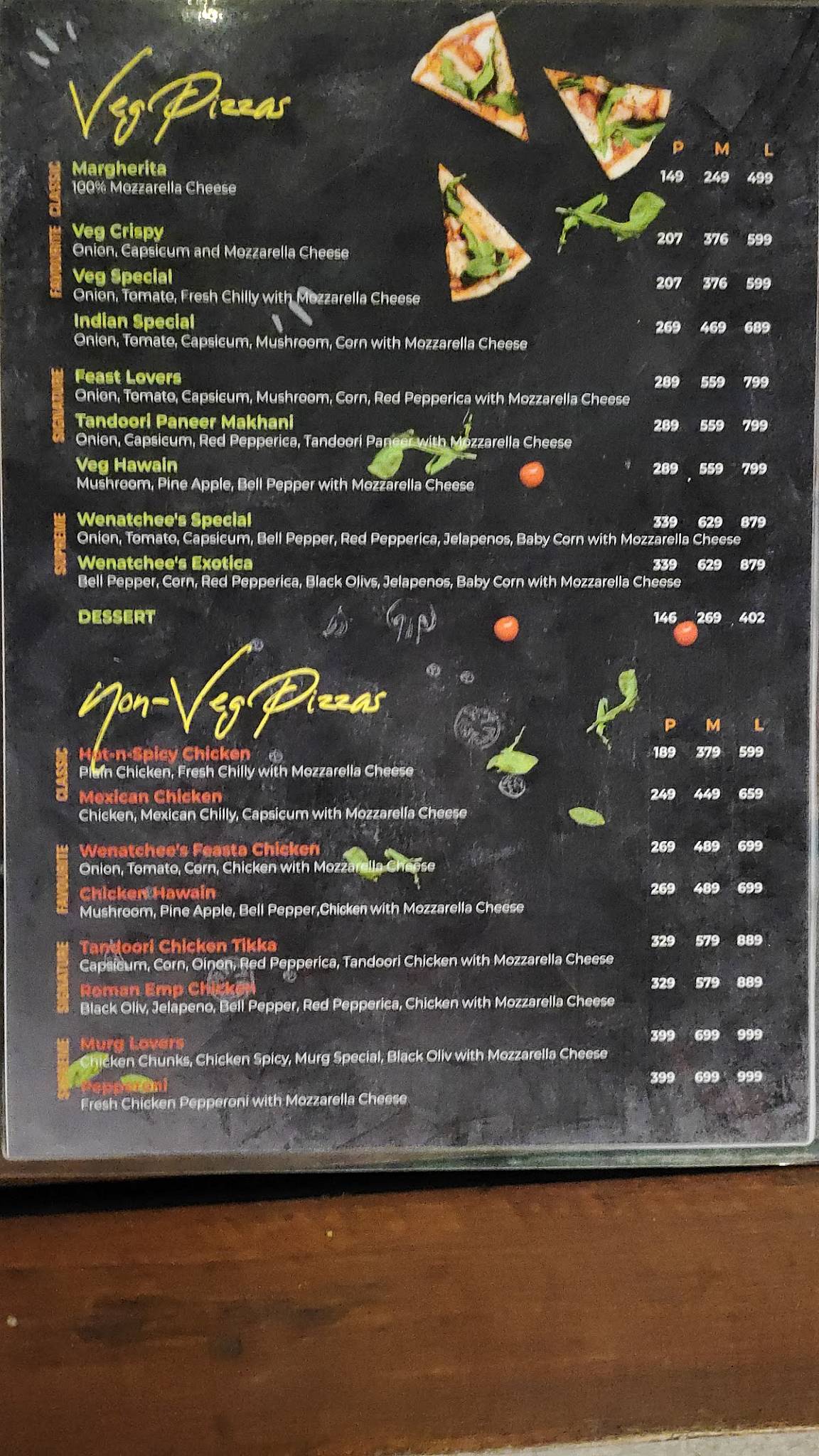Wenatchee's Pizza menu