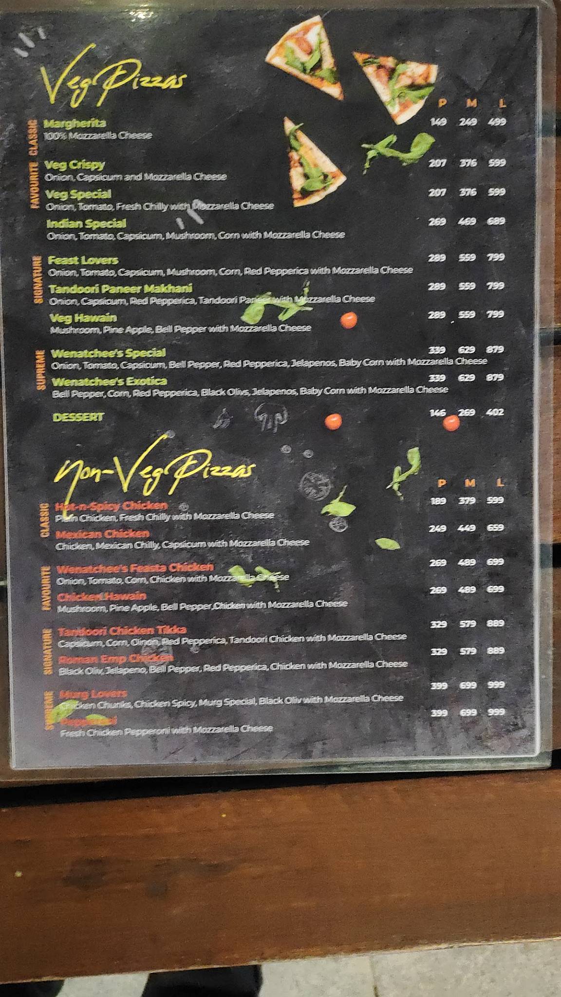 Wenatchee's Pizza menu