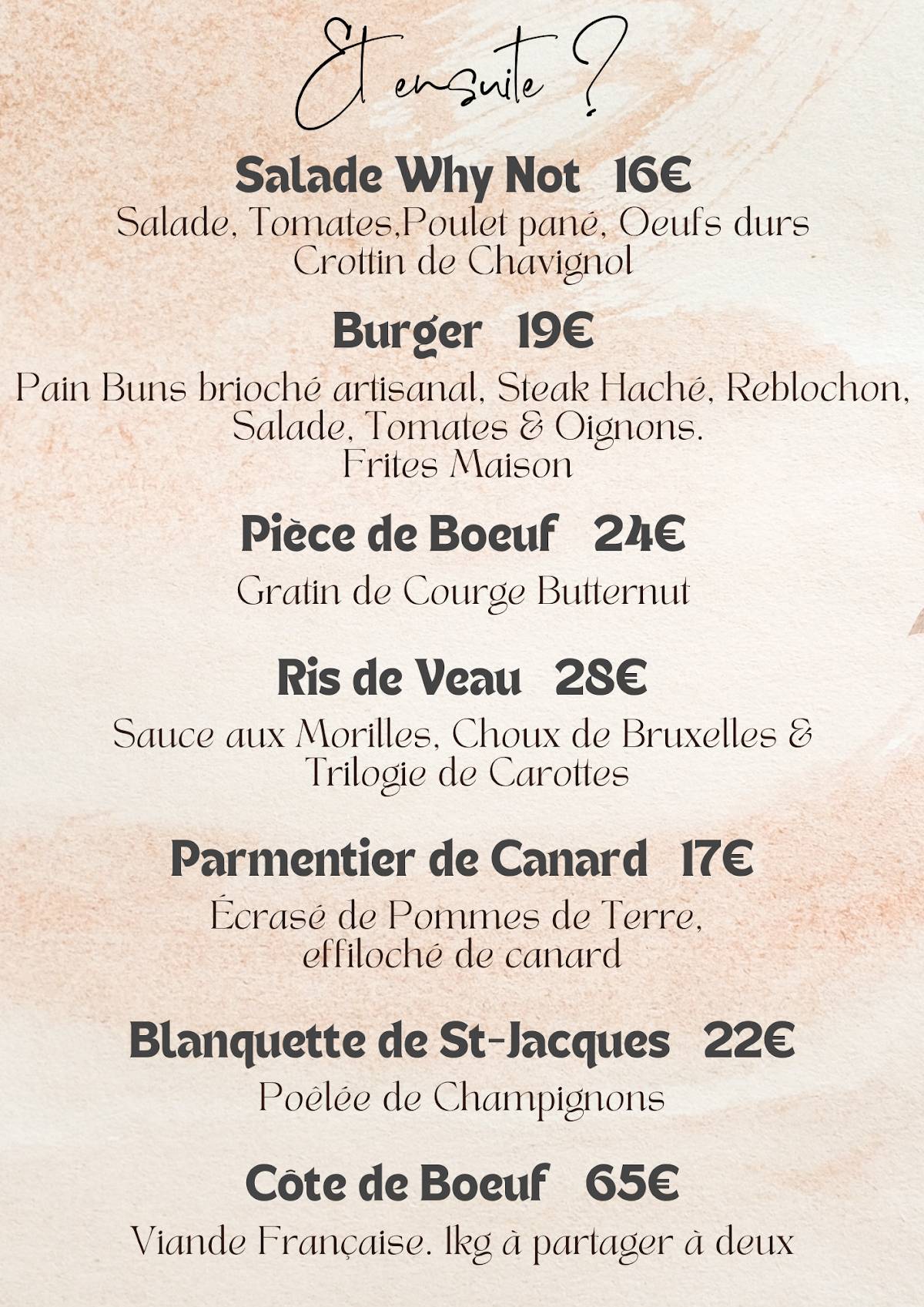 Menu de Why Not