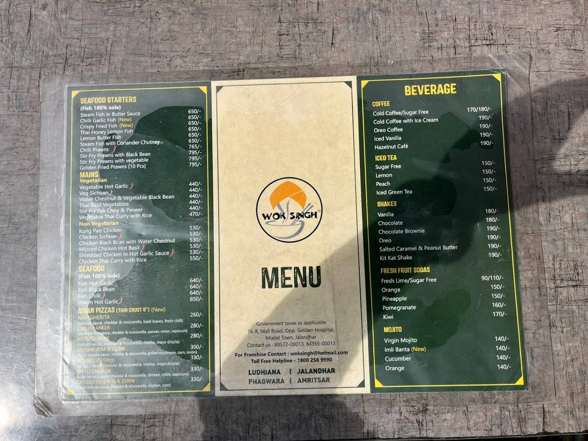 Wok Singh menu