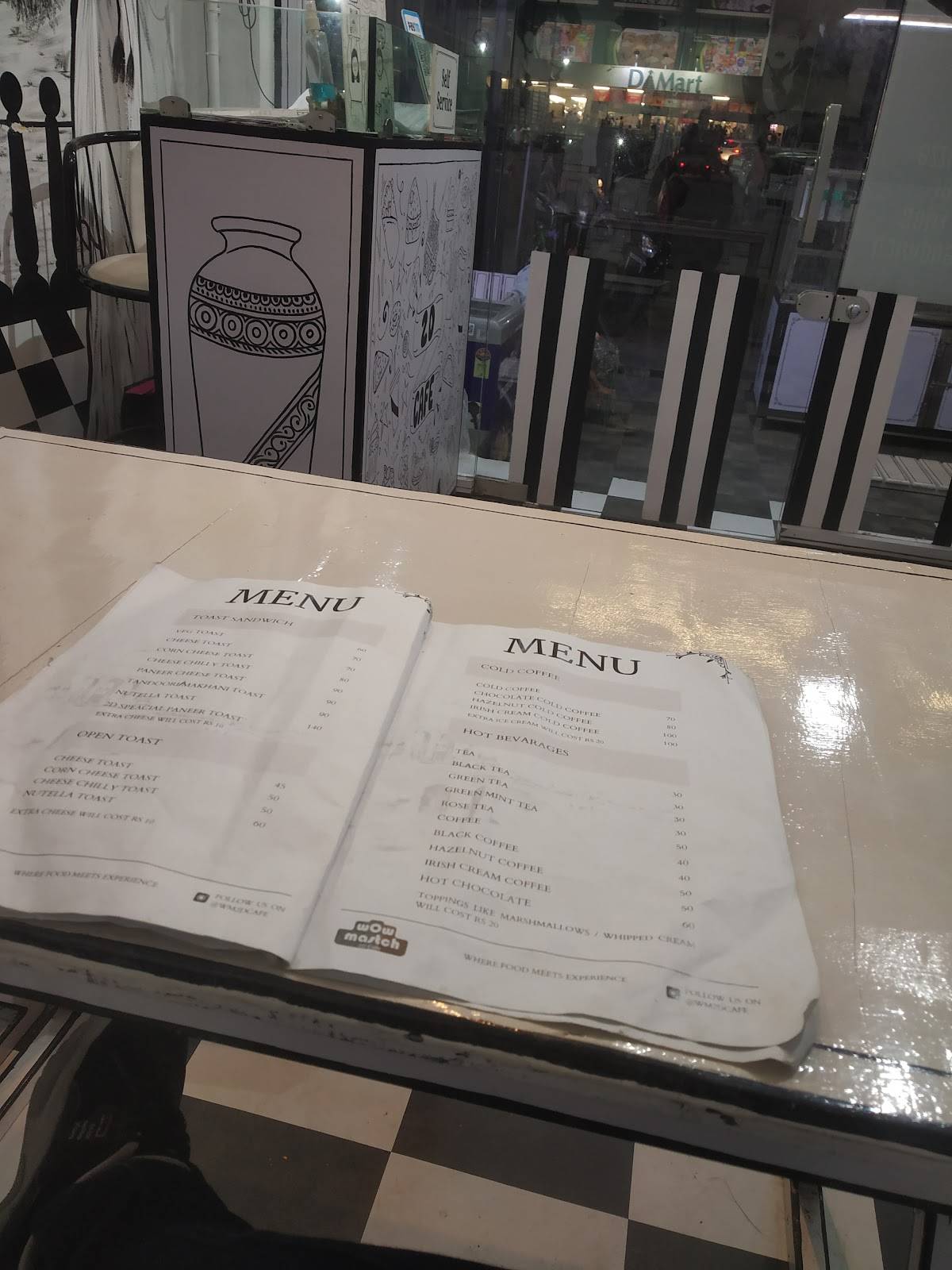 Wow Mastch 2D Cafe menu
