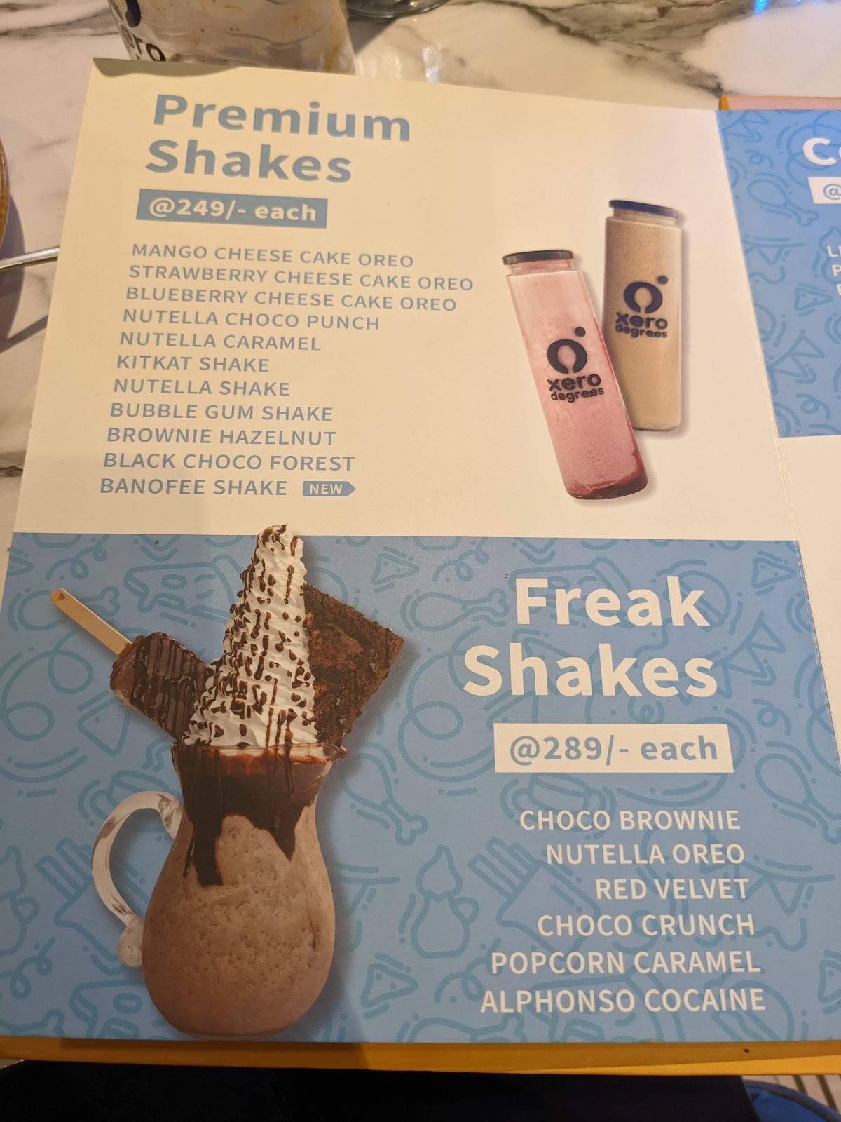 Xero degrees rohini menu