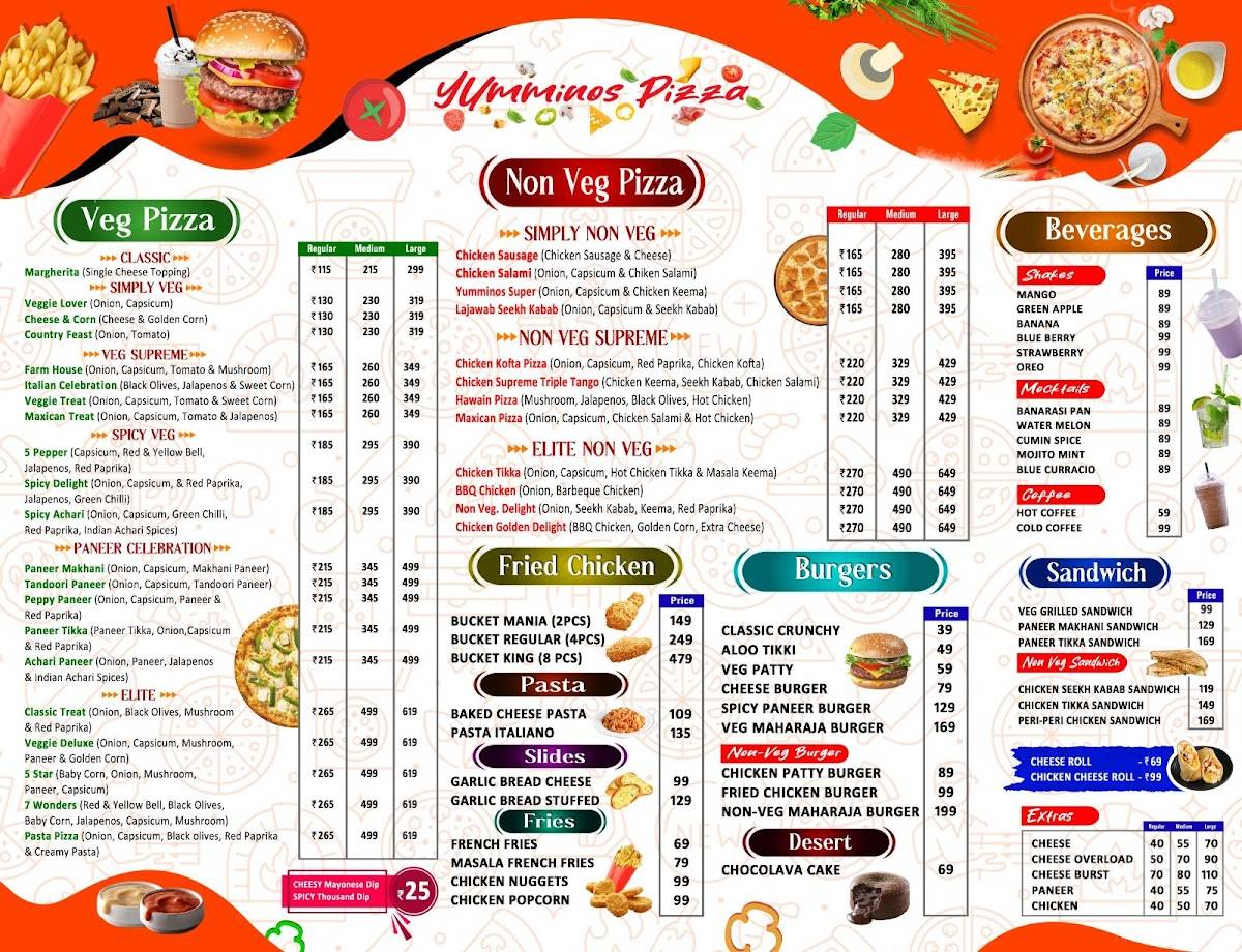 YUMMINOS PIZZA menu