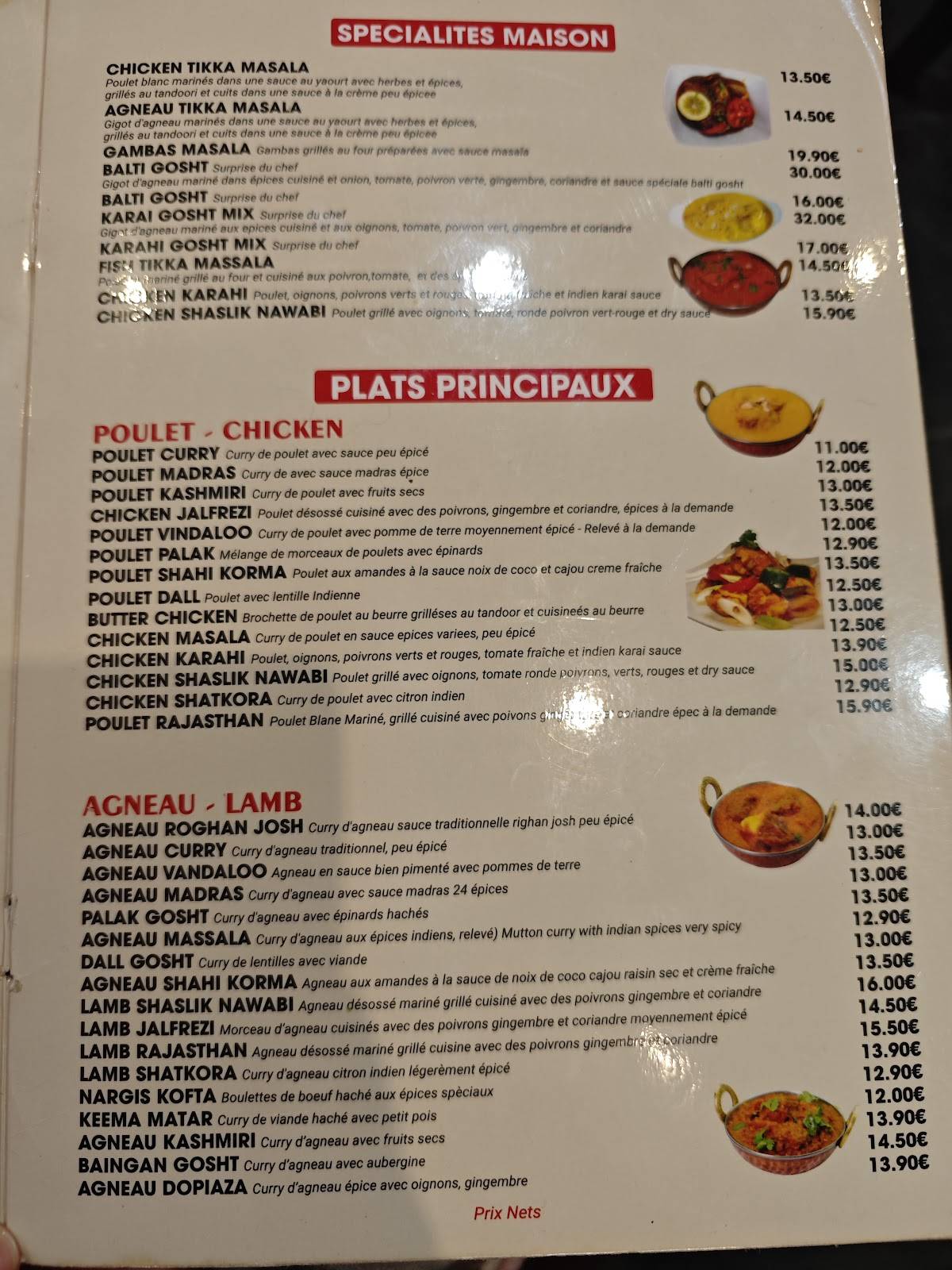 Menu de Yasmin