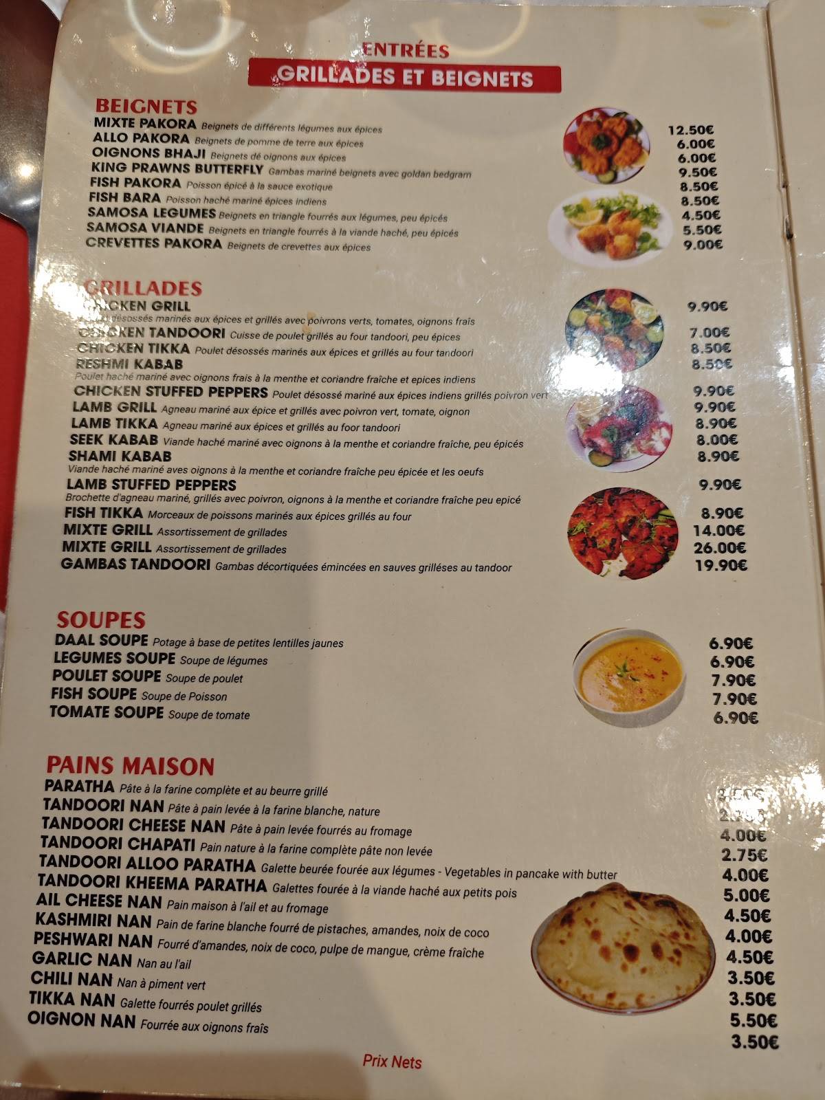 Menu de Yasmin