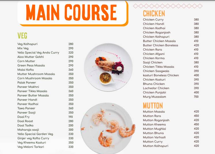 Yello - Cafe. Best Cafe for Couple, Coffee, Breakfast, Sandwiches, Special Occasion, Kitty Party, Birthday Celebration. menu