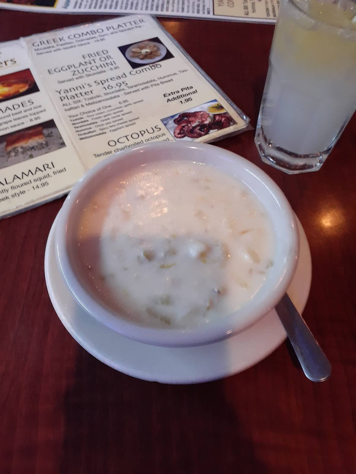 Menu at Yianni's Greek Cuisine restaurant, Tarpon Springs