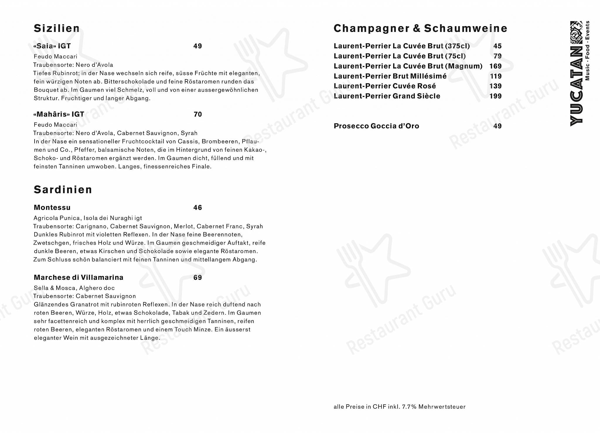 Lunch Menu per Yucatan Kitchen&Bar in Engelberg