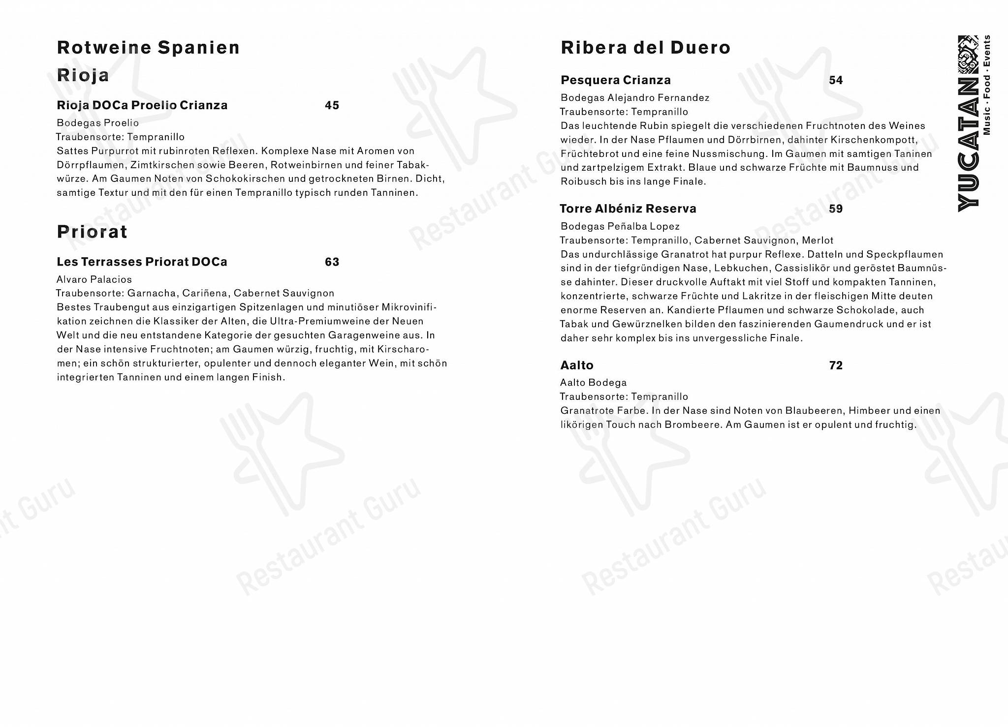 Lunch Menu per Yucatan Kitchen&Bar pub & bar