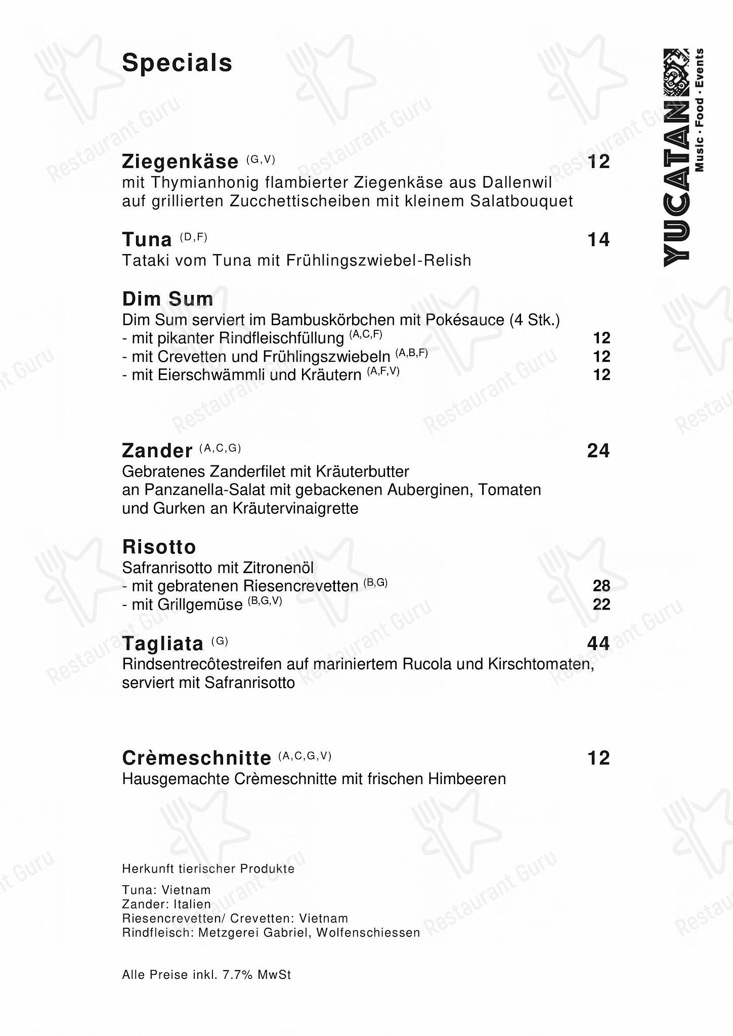 Lunch Menu per Yucatan Kitchen&Bar pub & bar