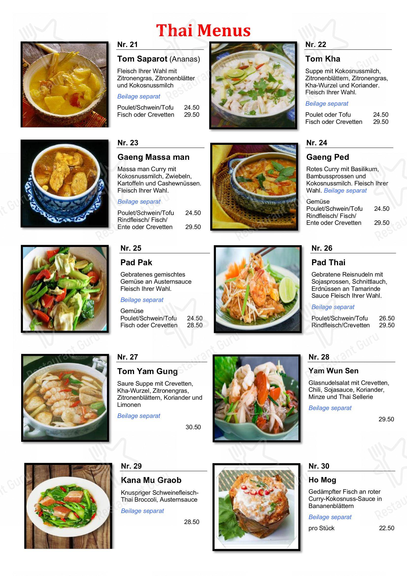 Menu di Roi-Et Thai restaurant - Menu