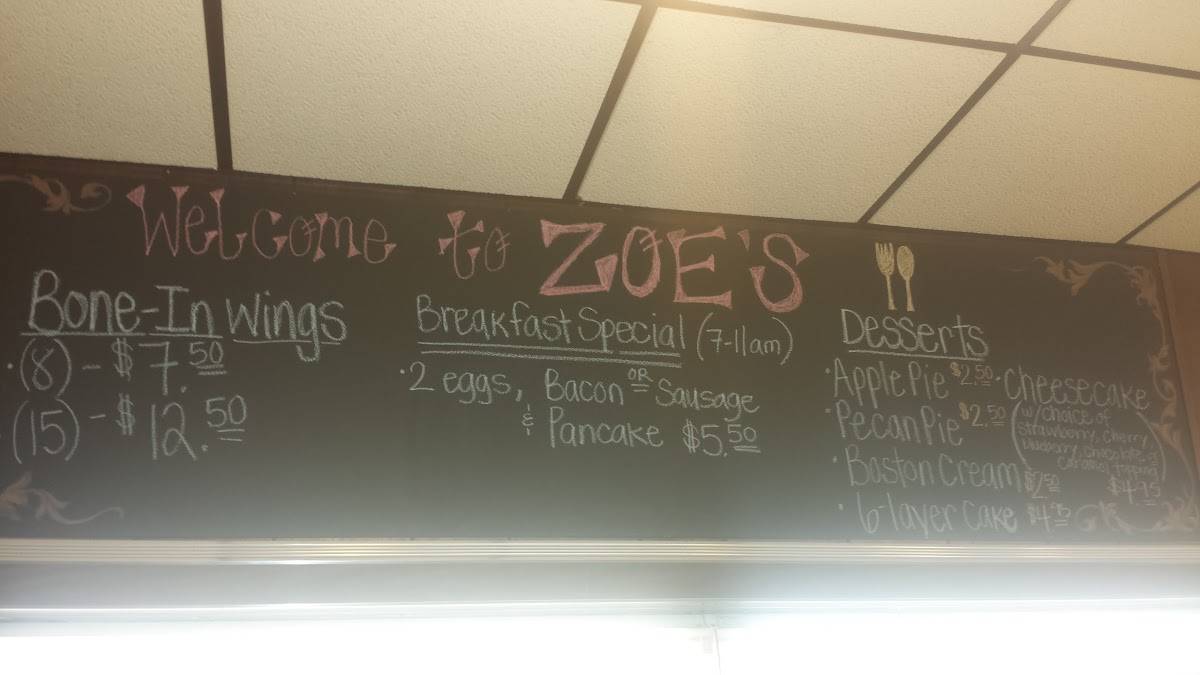 Menu at ZOE'S FAMILY RESTAURANT, Winston-Salem
