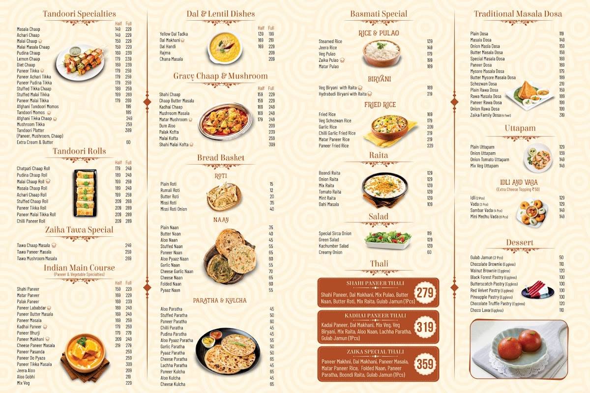 Zaika E Dilli- Best veg restaurant menu